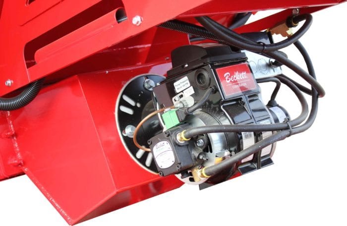  A Beckett battery and electrical motor unit help power the burners of a Falcon Asphalt hot box.