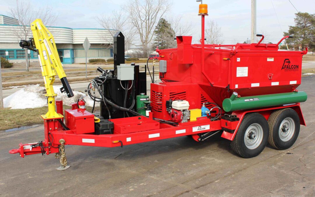 Falcon's hot mix heater trailer is efficient for utility cut asphalt patching.