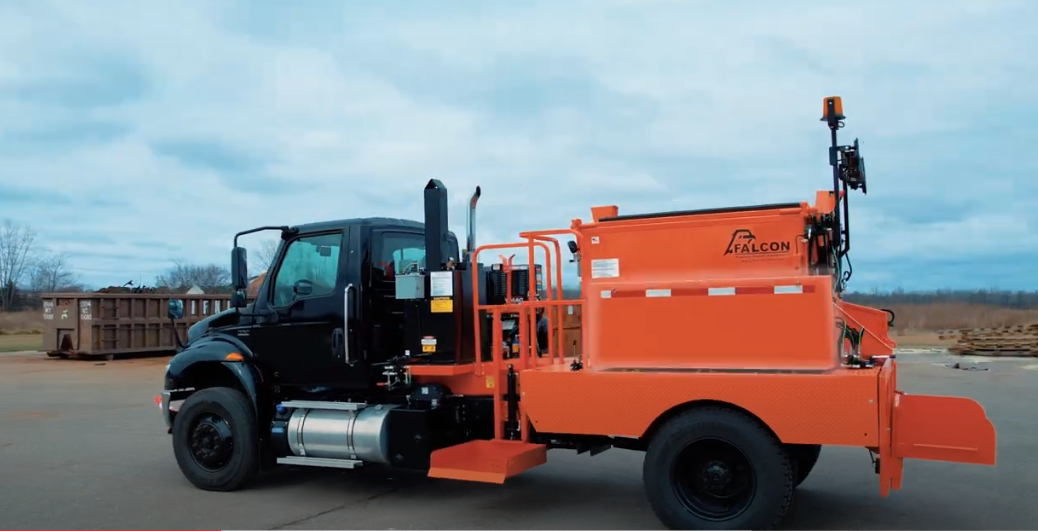 A non-CDL required patch truck from Falcon Asphalt.