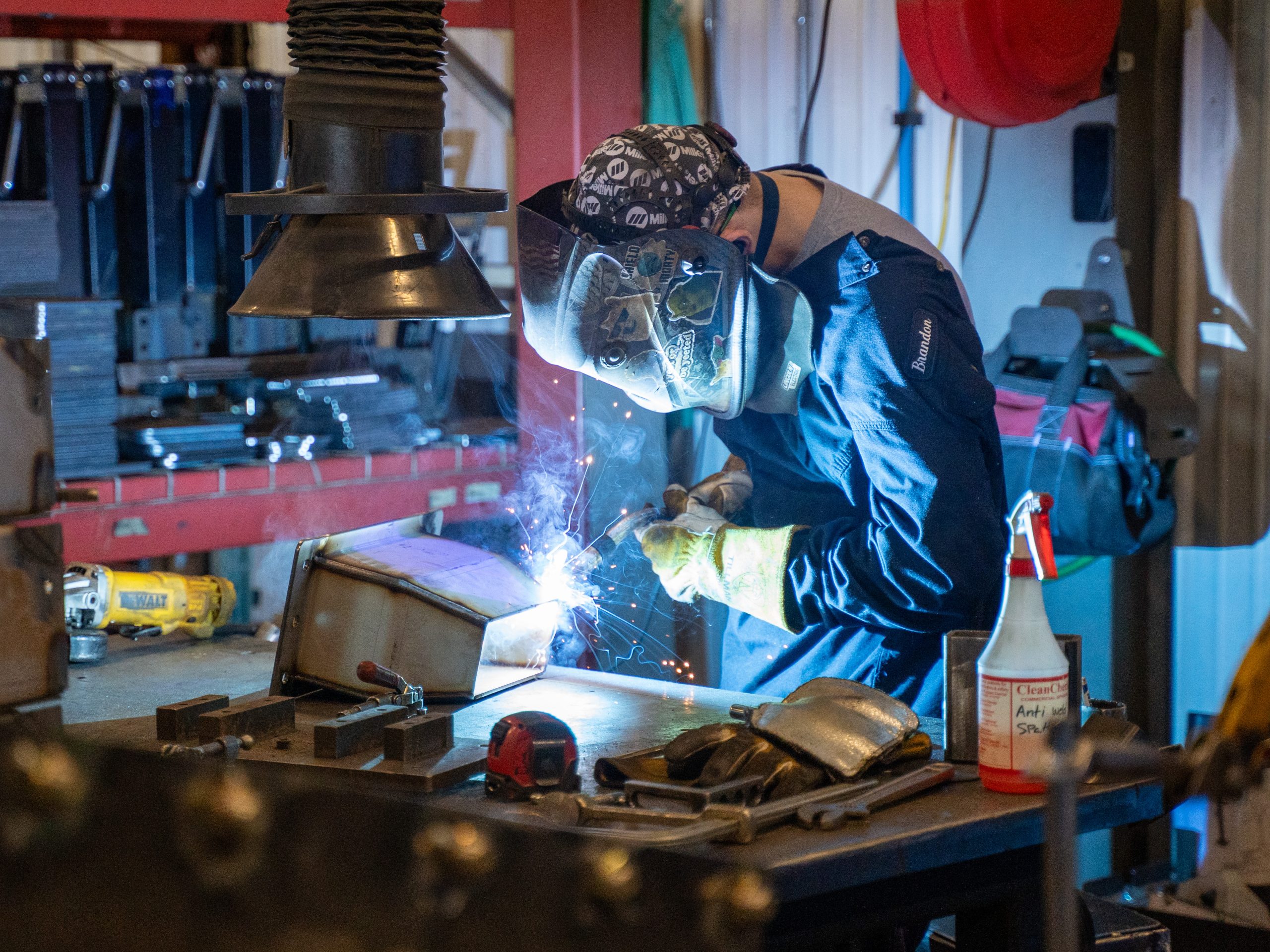 27Jun2024_Facility_060 Falcon engineer fabricating a part for an asphalt hot box<br />