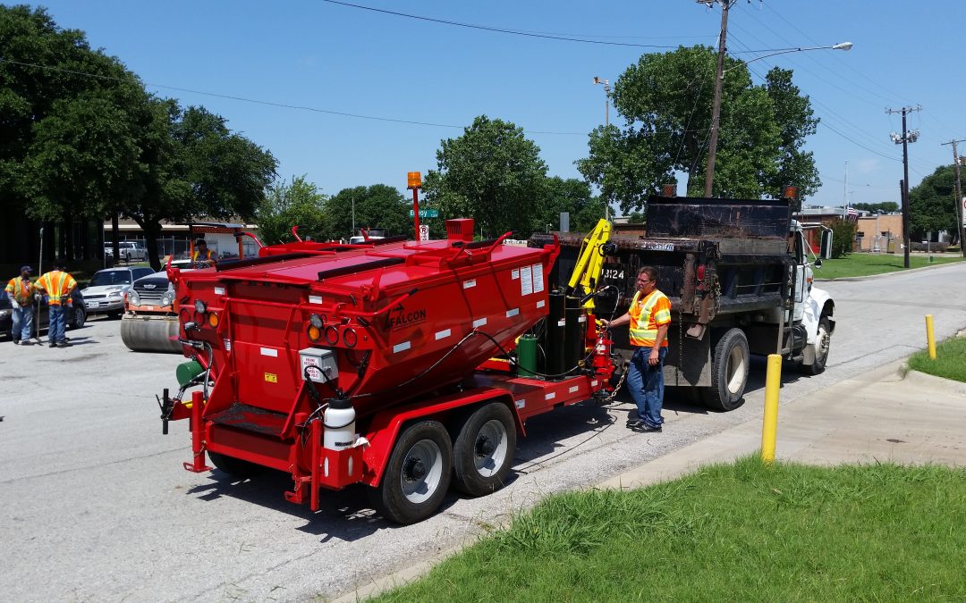 Paving contractor using a Falcon hot box